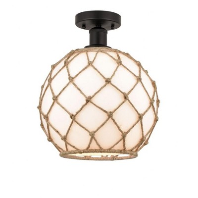Farmhouse Rope - 1 Light Semi-Flush Mount In Industrial Style-12.75 Inches Tall and 10 Inches Wide