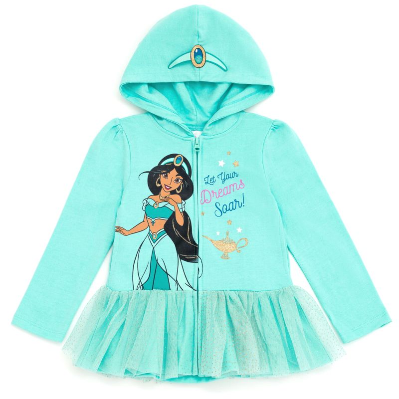 Disney Princess Moana Cindrella Ariel Belle Zip Up Hoodie Little Kid to Big Kid, 1 of 7
