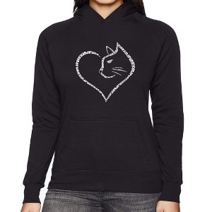 LA Pop Art Cat Heart - Women's Word Art Hooded Sweatshirt - 1 of 4