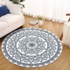 Indoor Soft Vintage Flower Round Area Rugs for Living Room Bedroom Washable Low Pile Non Slip Small Carpet Retro Room Decor - 3 of 4