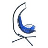 Cushioned Rattan Wicker Hanging Chair with Stand - Blue - Algoma - image 3 of 4