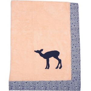 Bacati - Emma Coral/Navy Coral Bamby Embroidered Blanket - 1 of 4