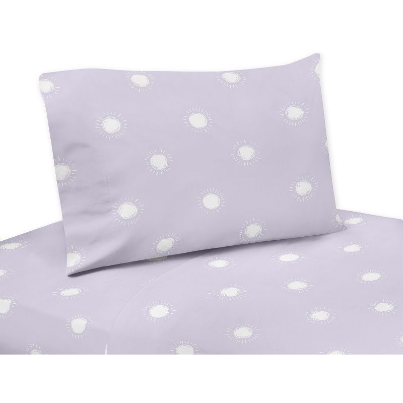 Sweet Jojo Designs Girl Kids Twin Sheet Set Boho Sun Purple and White 3pc, 1 of 6