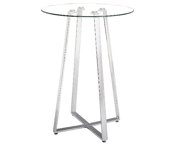 Modern Round Tempered Glass and Chromed Steel  43" Pub Table - ZM Home