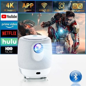 Portable 4K Projector with WiFi 6 & Bluetooth, Electric Focus, 187