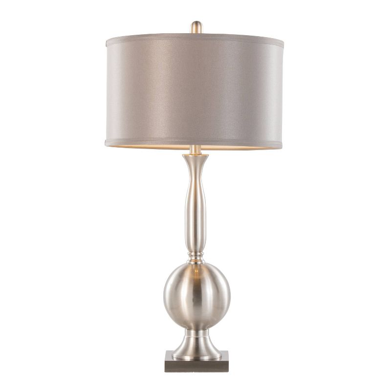 LumiSource (Set of 2) Joan 30&#34; Contemporary Metal Table Lamps Brushed Nickel with Gray Satin Shade from Grandview Gallery, 3 of 8
