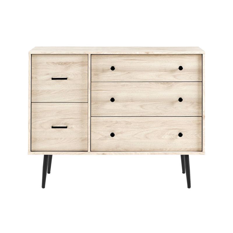 Ivora Lifted Mid-Century Modern Asymmetrical 5 Drawer Dresser - Saracina Home, 4 of 11