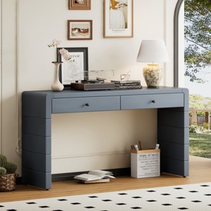 Vintage Wooden Entryway Console Table with Storage,Curved Table With 2 Drawers,Farmhouse Console Table For Hallway Living Room-Cuddlewood - 1 of 4
