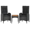 vidaXL Garden Dining Set Black Poly Rattan Large Adjustable Armrests - 4 of 4
