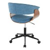 TiramisuBest Mid-Century Modern Blue Fabric Office Chair, Adjustable Height, Swivel, Cushioned, Black Metal Base with Casters - 3 of 4