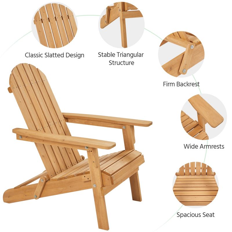 Yaheetech Folding Adirondack Chair Solid Wood Garden Chair Weather Resistant, 4 of 11