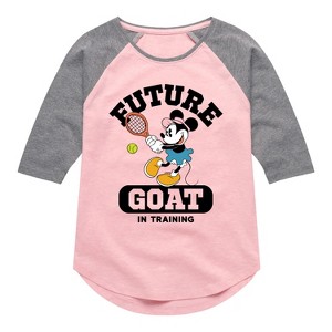Girls' - Disney - Future GOAT in Training (Minnie) Shirt Tail Raglan Graphic T-shirt - 1 of 4