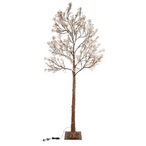 Indoor/Outdoor Electric Lighted Faux Gypsophila Twig Tree, 6' Tall - 1 of 4