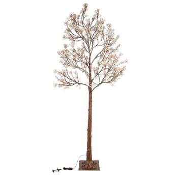 Indoor/Outdoor Electric Lighted Faux Gypsophila Twig Tree, 6' Tall