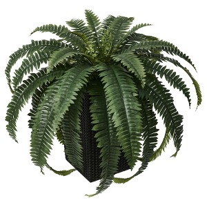 DR.Planzen Artificial Fern Plant with 33/39 leaves in 15.7"/16'' Plastic Planter (White/Coffee/Black) - Faux Indoor/Outdoor Plants Home Decor - 1 of 4
