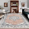 Living Room Rug Washable Vintage Medallion Carpet Non Slip Low Pile Distressed Throw Mat for Dining Room Home Office Decor - 2 of 4