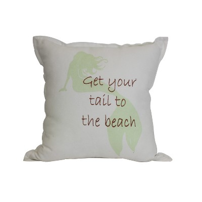 Beachcombers 16" x 16" COTTON MERMAID TO BEACH Throw Pillow