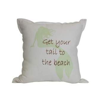 Beachcombers 16" x 16" COTTON MERMAID TO BEACH Throw Pillow