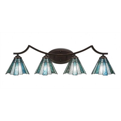 Toltec Lighting Zilo 4 - Light Vanity in  Dark Granite with 7" Sea Ice Art Glass Shade