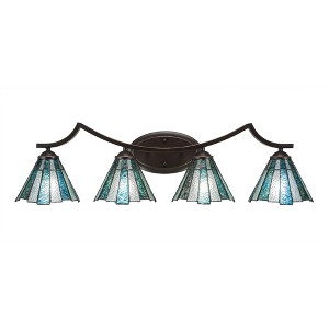 Toltec Lighting Zilo 4 - Light Vanity in  Dark Granite with 7" Sea Ice Art Glass Shade - 1 of 1