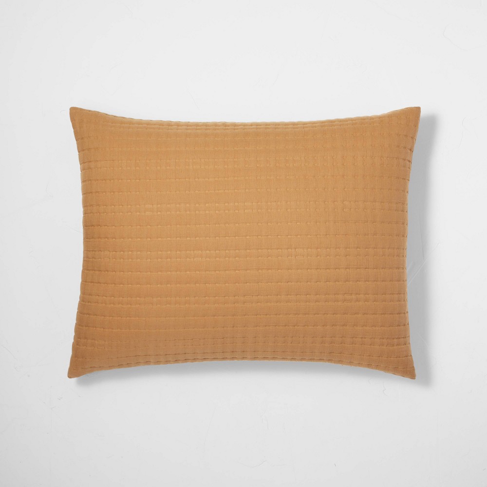Photos - Pillowcase Standard Lyocell Cotton Blend Coverlet Sham Warm Brown - Casaluna™