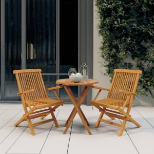 vidaXL 3 Piece Patio Dining Set Solid Wood Teak - 1 of 4