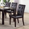 Simple Relax Set of 2 Leroux Upholstered Dining Chairs with Button Tufted in Dark Brown - 2 of 4