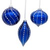 Kurt Adler 80MM Glass Shiny Blue Gemmed Onion, Finial and Ball 3-Piece Ornament Set - 2 of 4