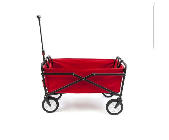 Seina Heavy Duty Compact Folding 150 Pound Capacity Outdoor Cart, Red (2 Pack)