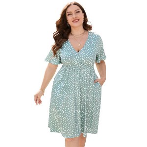 LXT-Plus Size Summer Dress A-Line Swing Floral Party Midi Dresses - 1 of 4