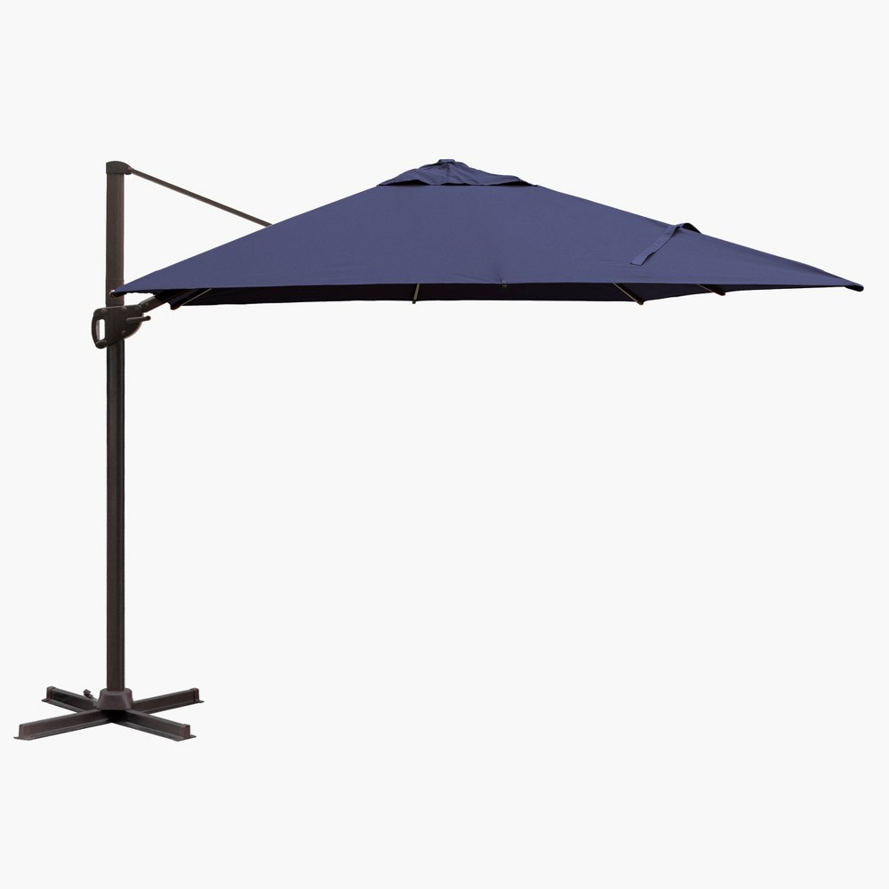 Photos - Parasol 10' x 10' Outdoor Aluminum Offset Square Hanging Umbrella Navy - Crestlive Products: Weather & UV Protection, Cantilever