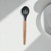 Unique Bargains Spoon Hand Wash Only Wooden Handle Slotted Spoon Silicone Wooden Handle 12.6" 1 Pc - 2 of 4