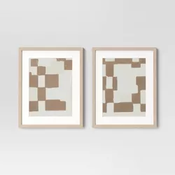 16" x 20" 2pk Neutral Checkers Framed Under Glass - Threshold™