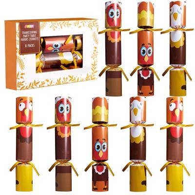 SYNCFUN 8/12 Pack Thanksgiving Party Table Favor No Snap No Popping with Party Hat, Joke & Gift Inside, Thanksgiving Holiday Traditions, Random gifts