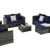 Outdoor Furniture Set, 5 Pcs Rattan Wicker Sofa Set with Tempered Glass Coffee Table, Armrest  Sofas with Cushions and Pillows-Coolbibila - 3 of 4