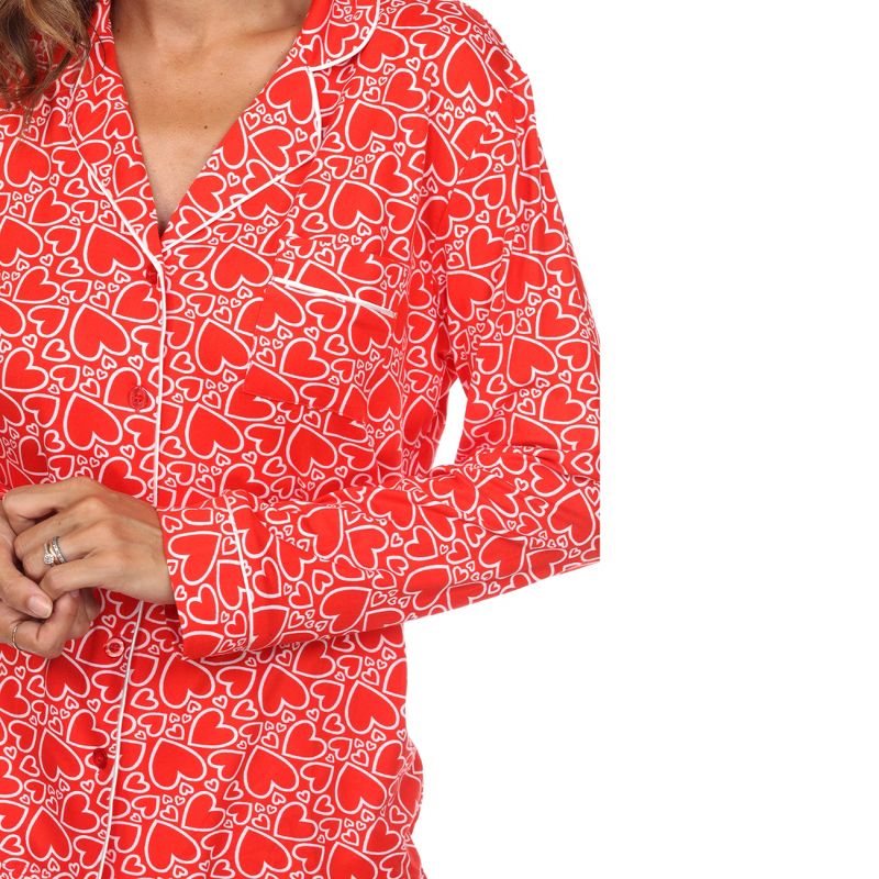 Women's Long Sleeve Heart Print Pajama Set - White Mark, 5 of 6