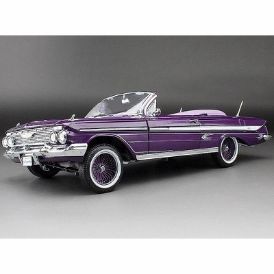 1961 Chevrolet Impala Open Convertible Lowrider Purple Met w/Graphics 1/18 Diecast Model Car by Sun Star