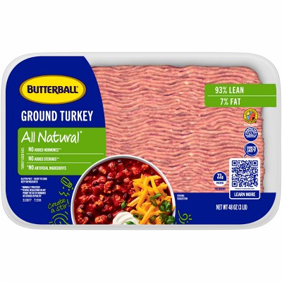 Butterball All Natural Fresh 93/7 Ground Turkey - 3lbs