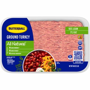 Butterball All Natural Fresh 93/7 Ground Turkey - 3lbs - 1 of 4