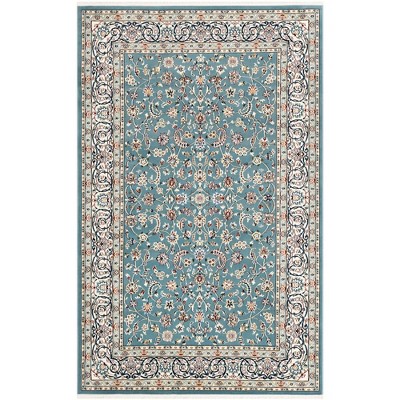 Serenity Blue Medallion 5' x 8' Easy-Care Synthetic Indoor Rug