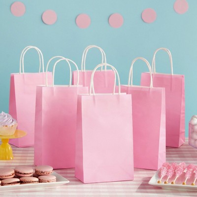 Pink Small Paper Gift Bags with Handles - 25 Pack