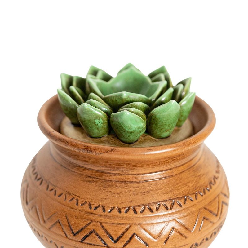 Succulent Fountain Green & Terracotta Porcelain by Foreside Home & Garden, 4 of 9