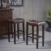 GDF Avondale Faux Leather 30" Backless Barstools with Nailhead Trim (Set of 2), Brown - 2 of 4