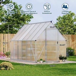 Polycarbonate Greenhouse for Outdoors, Large Walk-InGreenhouse with Quick Setup Structure and Roof Vent, Greenhouse with Ventilation - 1 of 4