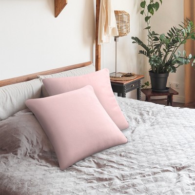Blush Pink Velvet Euro Throw Pillow Covers Set of 2