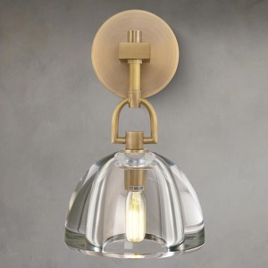 CityFurn 1-Light Modern Crystal Wall Sconce Bathroom Wall Light with Bowl-shaped Glass - 1 of 4