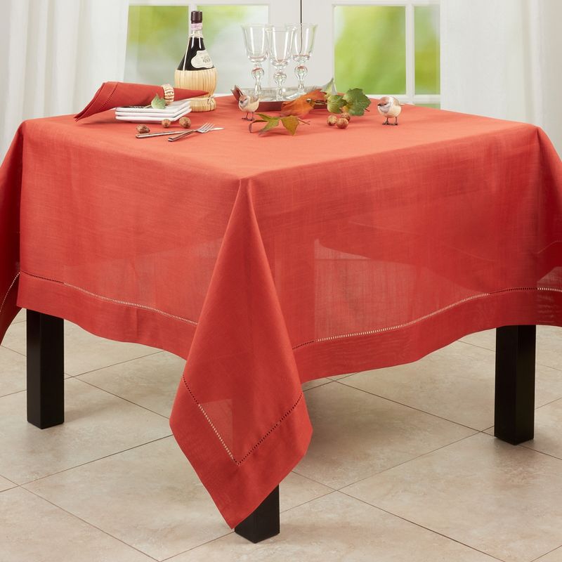 Saro Lifestyle Saro Lifestyle Solid Tablecloth With Hemstitched Border, 3 of 5