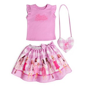 Barbie Tank Top, Satin Skirt and Crossbody Bag 3 Piece Outfit Set Sizes (2T - 14-16) - 1 of 4