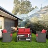 ELJGET 4-Piece Outdoor Patio Furniture Sets, Wicker Conversation Set for Porch Deck, Rattan Sofa Chair with Cushion - 2 of 4