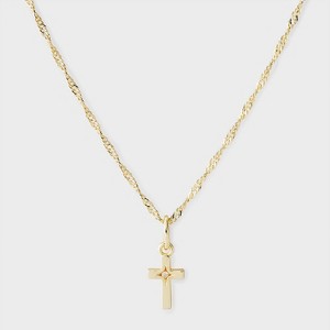14k Gold Dipped Lab-Grown Diamond Cross Twist Chain Pendant